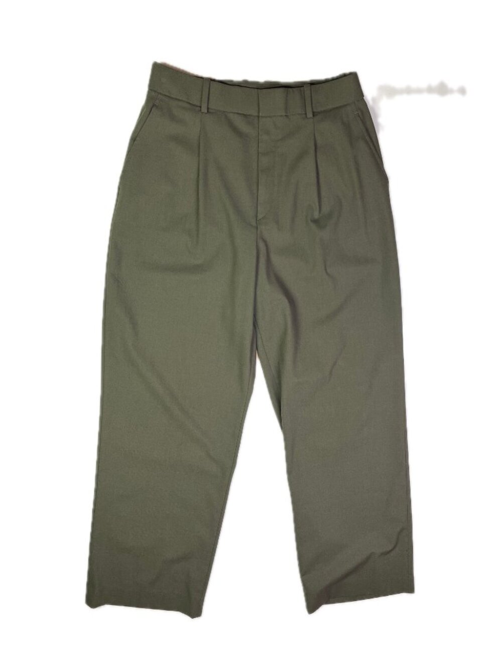 Uniqlo Women's Size M Dark Olive Green Trousers Pleat Front Wide Leg